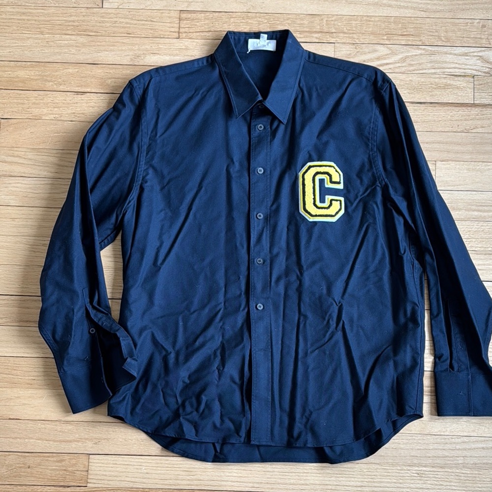 Calvin Klein Collection Blue and Yellow Casual Shirt with Bold C